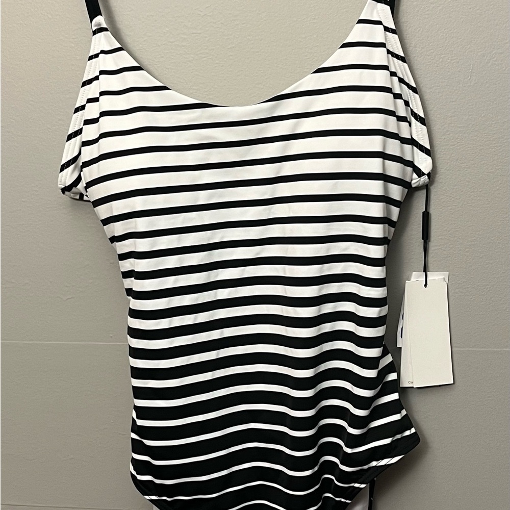 Calvin Klein Striped One Piece Swim Suit